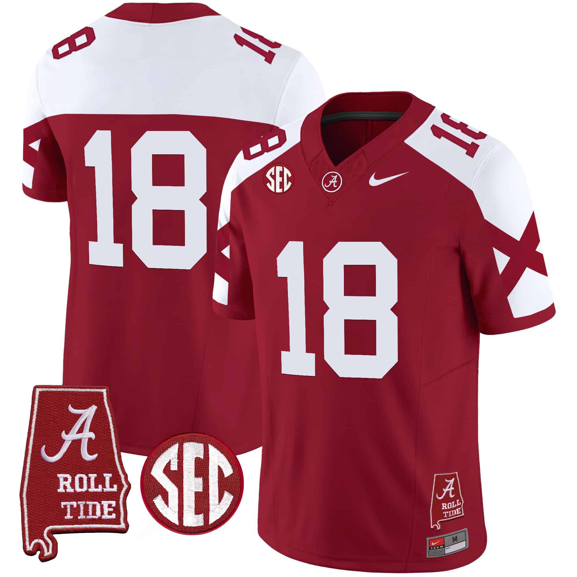 Men Alabama Crimson Tide #18 No Name Red Map Vapor Limited 2024 Nike NCAA Jersey style 1->indianapolis colts->NFL Jersey